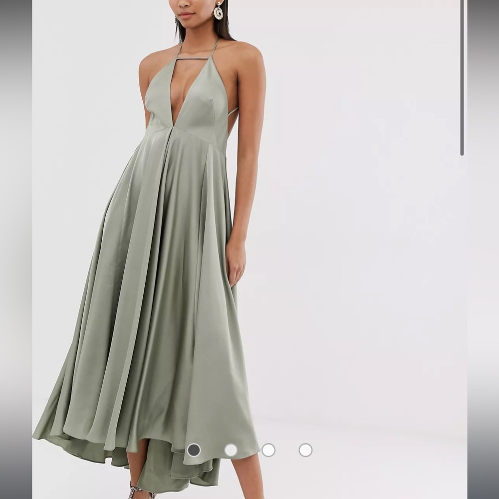 ASOS Edition Plunge Cami MIDI Dress w/ full skirt